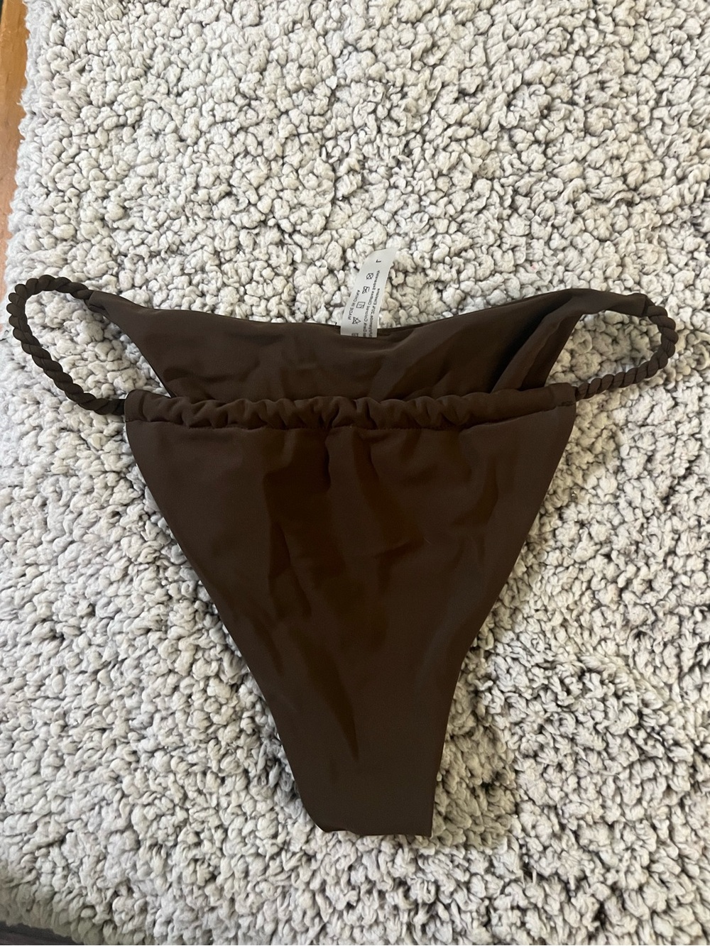 SHEIN Chocolate Brown High Leg Bikini Bottom